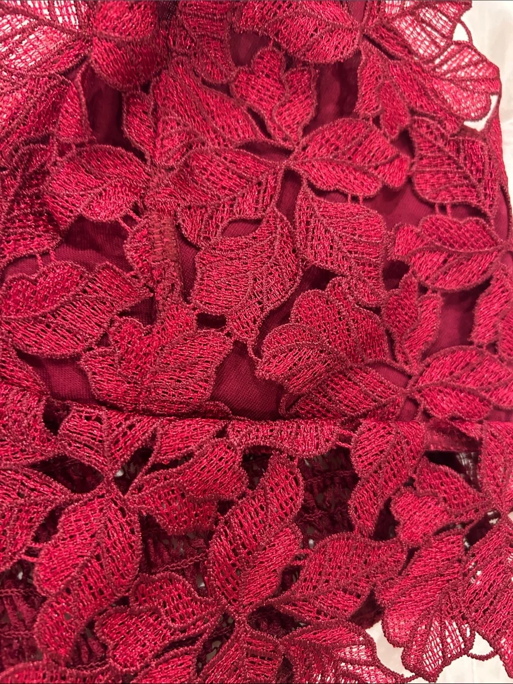 Free People Floral Lace Bralette in Wine Red